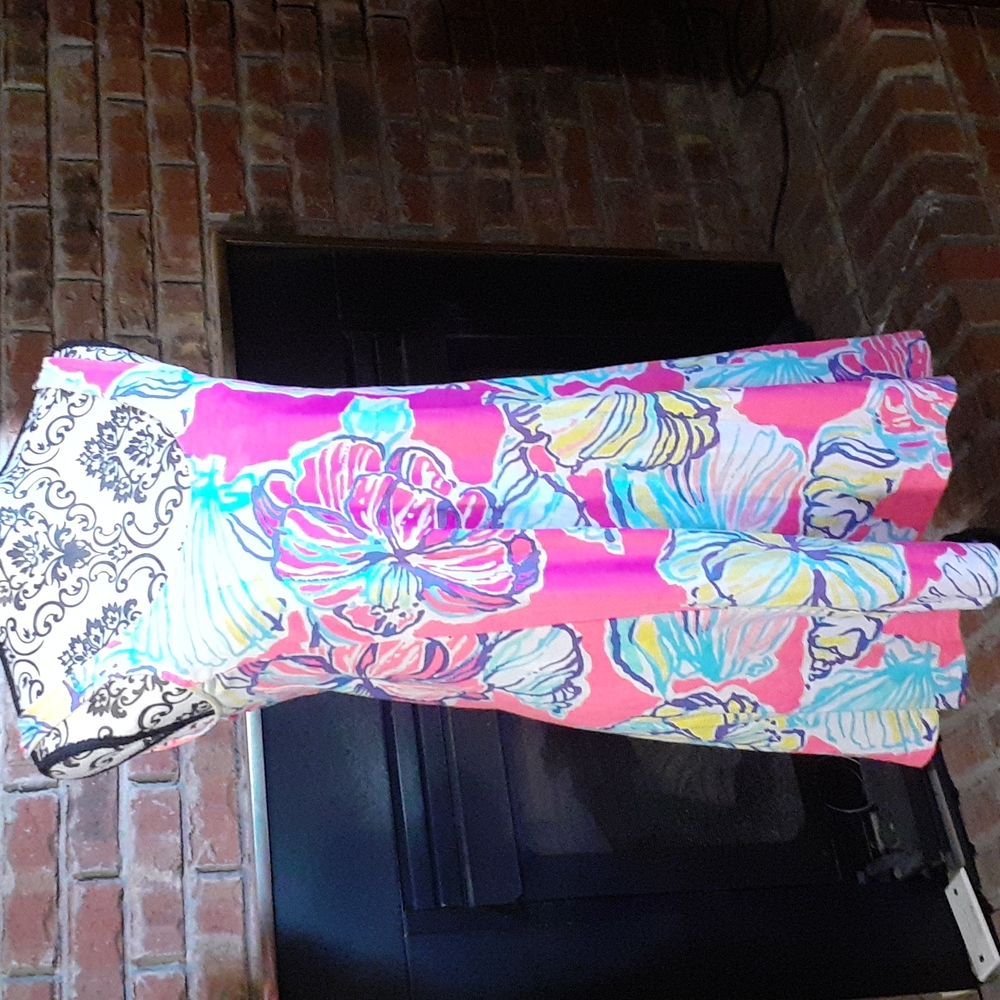 Lilly Pulitzer Vibrant Pink and Blue Floral Midi Dress